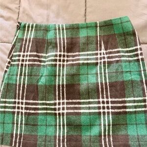 Plaid Pencil Skirt in Green and Black